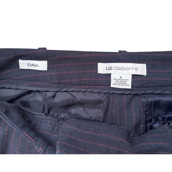 Liz Claiborne Navy Blue With Red Pin Stripes Pant Suit Set Business Size 6 - Picture 12 of 14